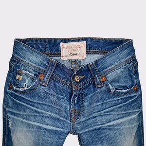 Big Star "Sophie" Distressed Jeans Size 27L Low Rise Boot Cut